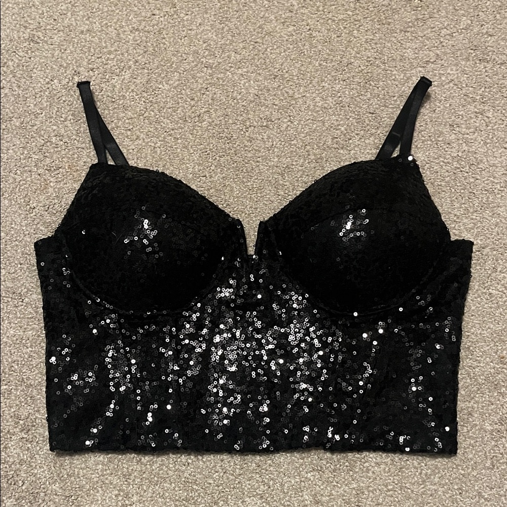 Windsor Elegant Black Sequin Top